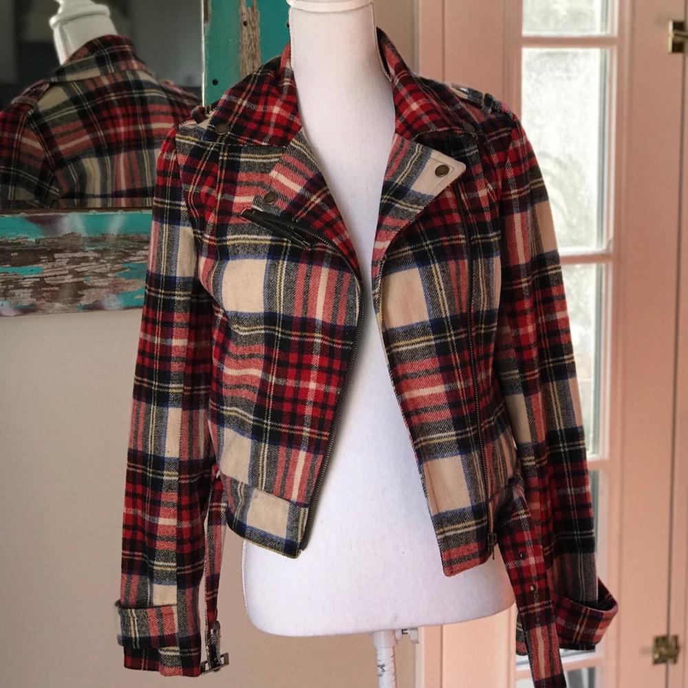 Plaid motorcycle jacket